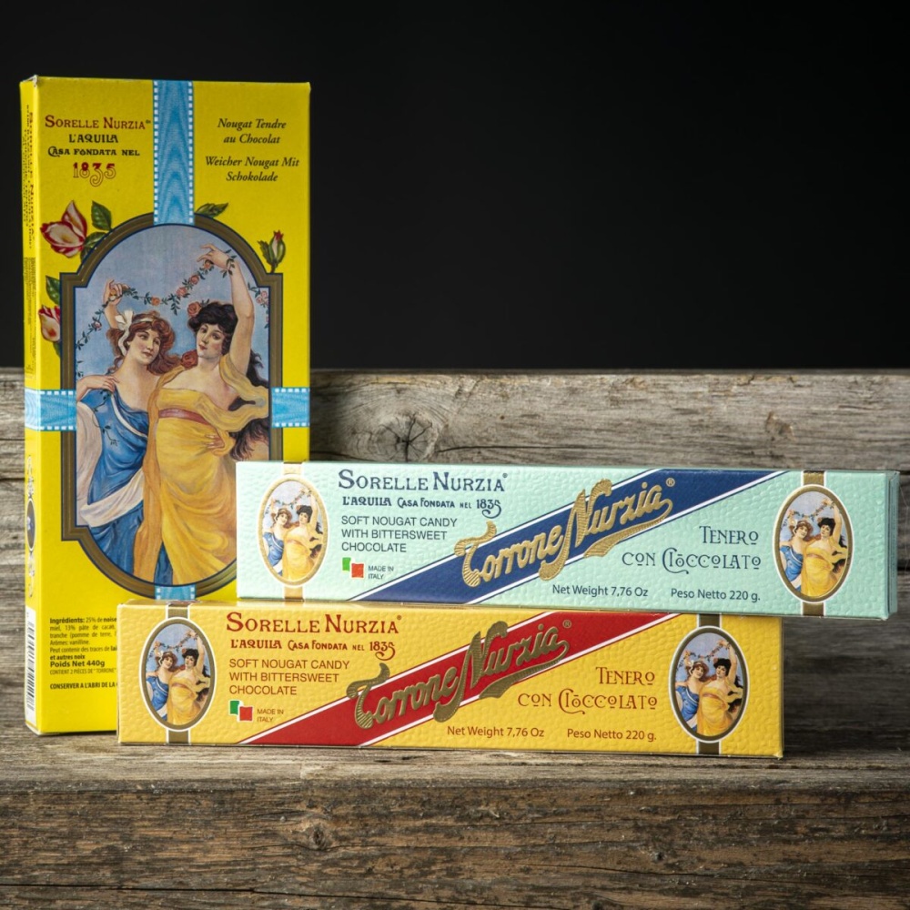 Sorelle Nurzia-Torrone Tenero al Cioccolato Fondente Extra - scatola N.2 Stecche